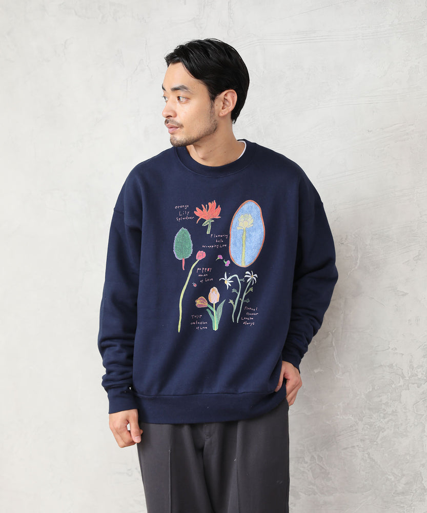 "FLOWER" Ran Miyazaki 裏起毛クルースウェット