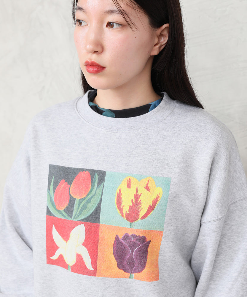 "FLOWER" Kana Akiyama 裏起毛クルースウェット