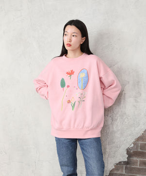 "FLOWER" Ran Miyazaki 裏起毛クルースウェット
