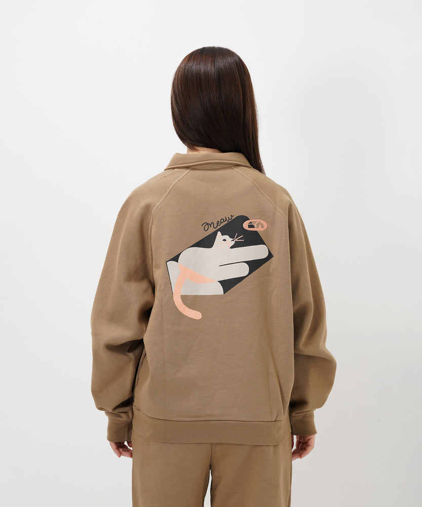 "CAT"＆"DOG" Hiroki Nishiyama 裏起毛ラグランハーフジップスウェット