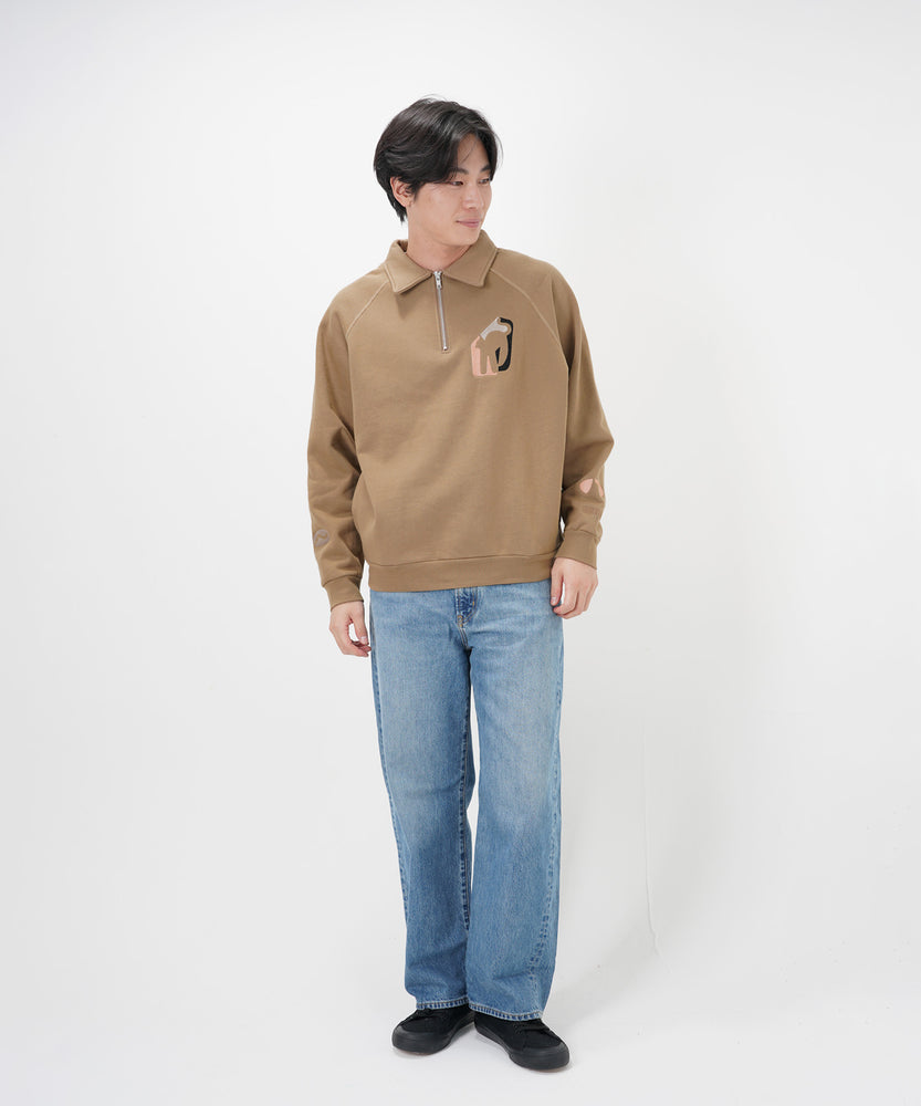 "CAT"＆"DOG" Hiroki Nishiyama 裏起毛ラグランハーフジップスウェット