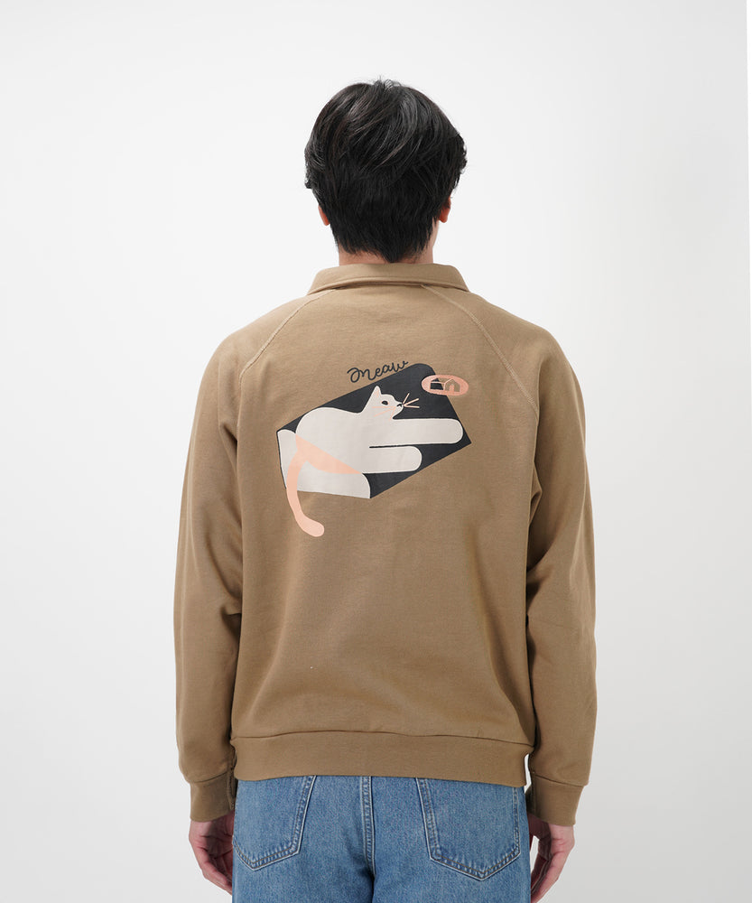 "CAT"＆"DOG" Hiroki Nishiyama 裏起毛ラグランハーフジップスウェット