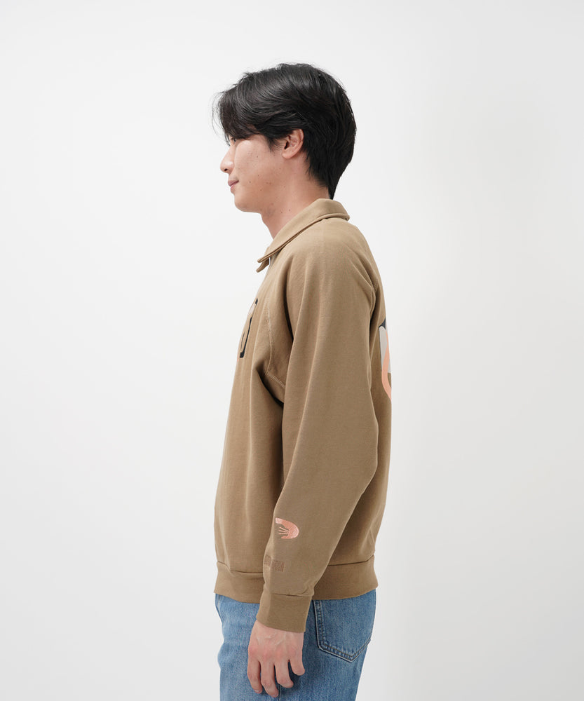 "CAT"＆"DOG" Hiroki Nishiyama 裏起毛ラグランハーフジップスウェット