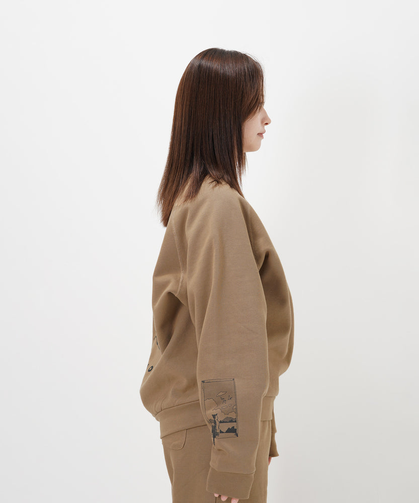 "CAT"＆"DOG" Tsuguya Ishii 裏起毛ラグランクルースウェット