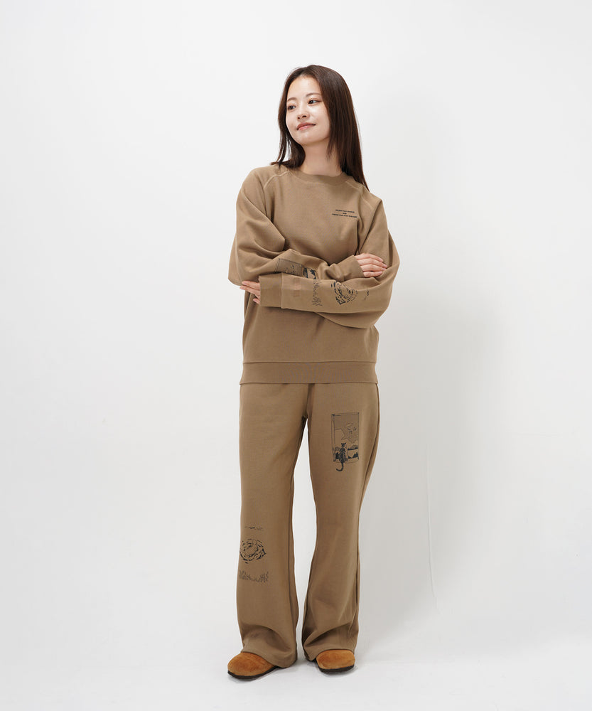 "CAT"＆"DOG" Tsuguya Ishii 裏起毛ラグランクルースウェット