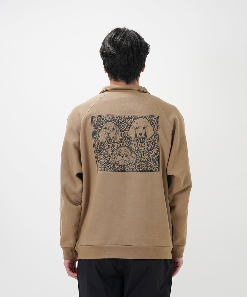 "CAT"＆"DOG" Tsuguya Ishii  裏起毛ラグランハーフジップスウェット