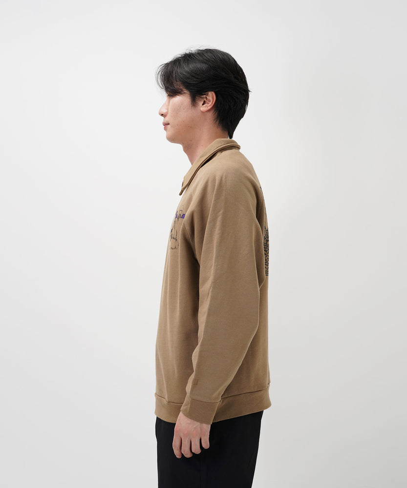 "CAT"＆"DOG" Tsuguya Ishii  裏起毛ラグランハーフジップスウェット