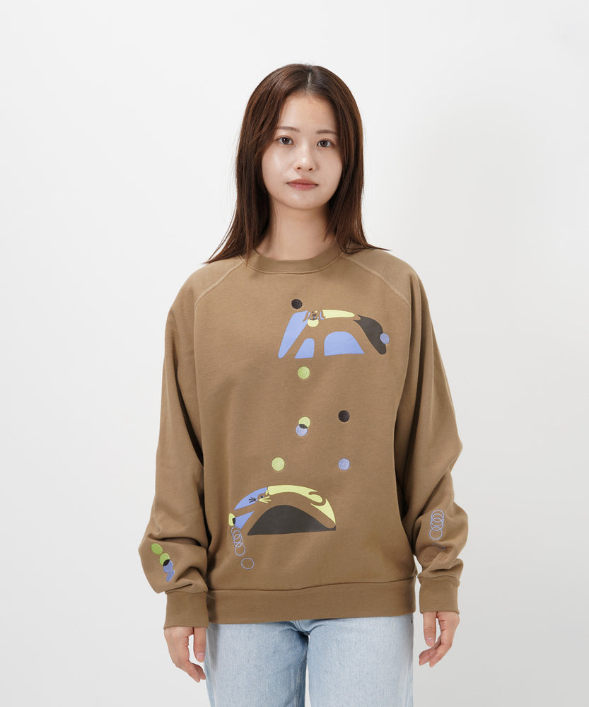 "CAT"＆"DOG" Hiroki Nishiyama 裏起毛ラグランクルースウェット