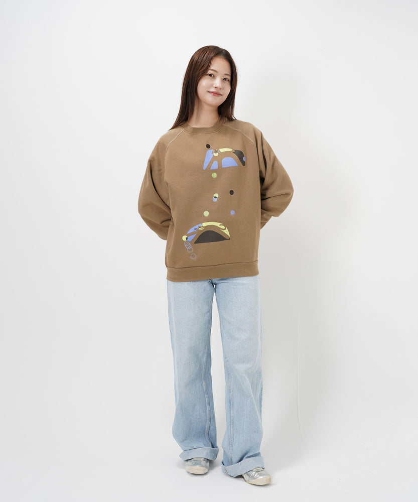 "CAT"＆"DOG" Hiroki Nishiyama 裏起毛ラグランクルースウェット