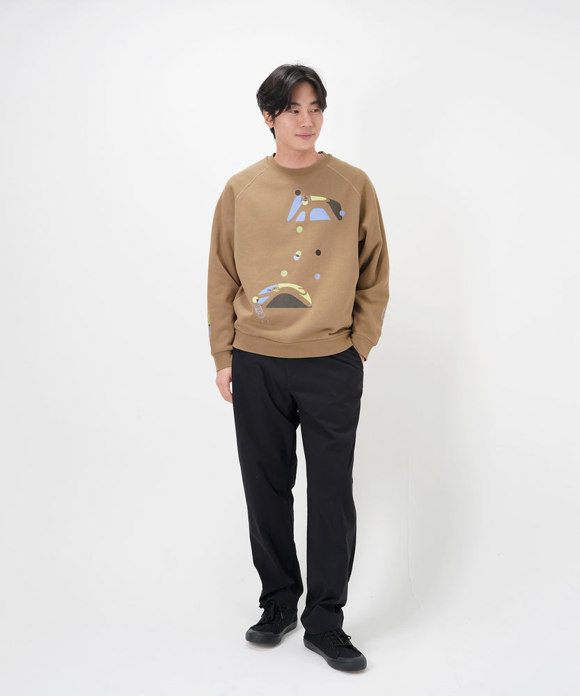 "CAT"＆"DOG" Hiroki Nishiyama 裏起毛ラグランクルースウェット