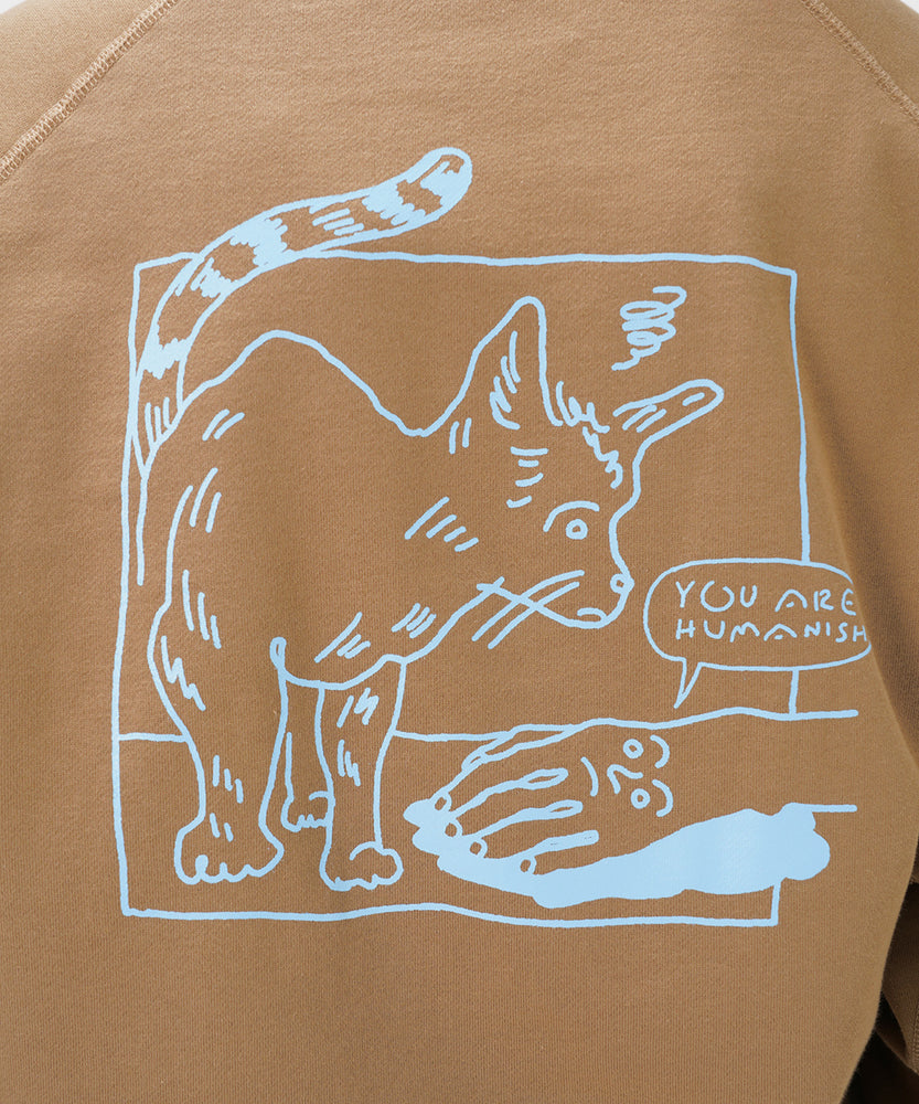 "CAT"＆"DOG" norahi 裏起毛ラグランクルースウェット