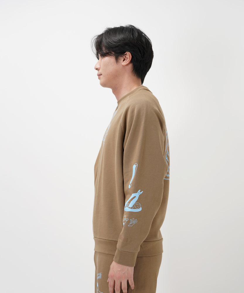 "CAT"＆"DOG" norahi 裏起毛ラグランクルースウェット