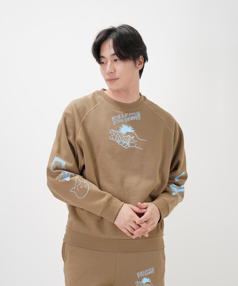 "CAT"＆"DOG" norahi 裏起毛ラグランクルースウェット