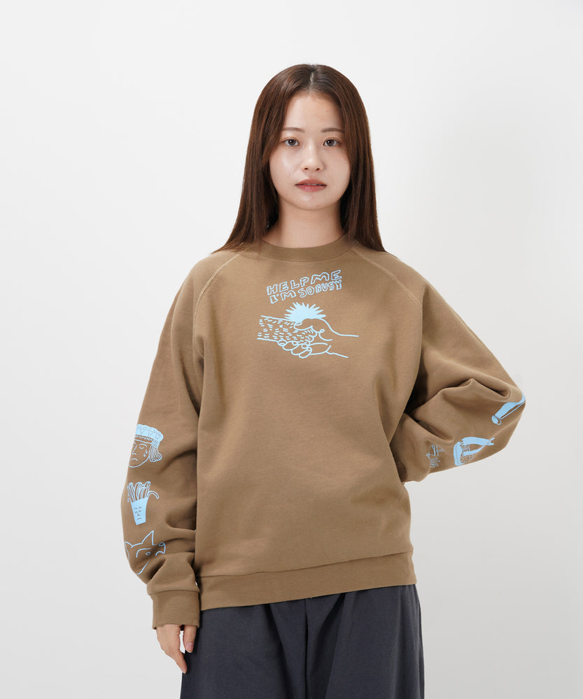 "CAT"＆"DOG" norahi 裏起毛ラグランクルースウェット