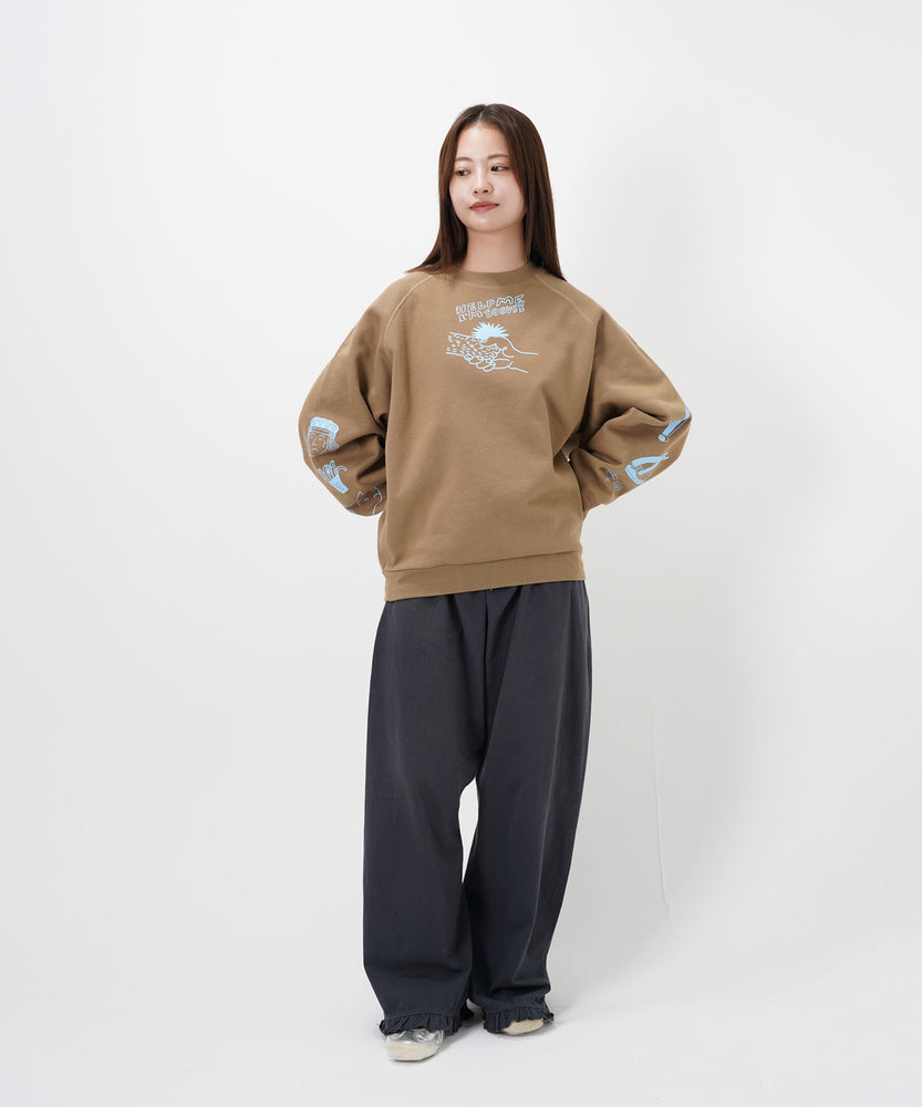 "CAT"＆"DOG" norahi 裏起毛ラグランクルースウェット