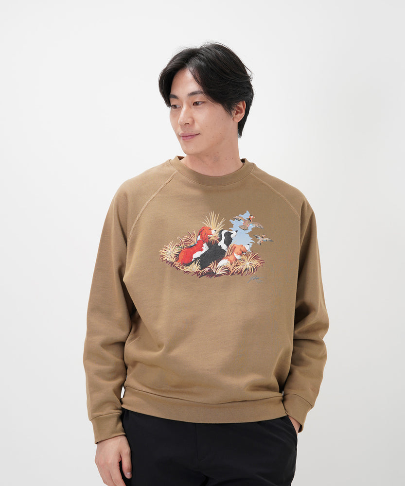 "CAT"＆"DOG" Hirochika Machida 裏起毛ラグランクルースウェット