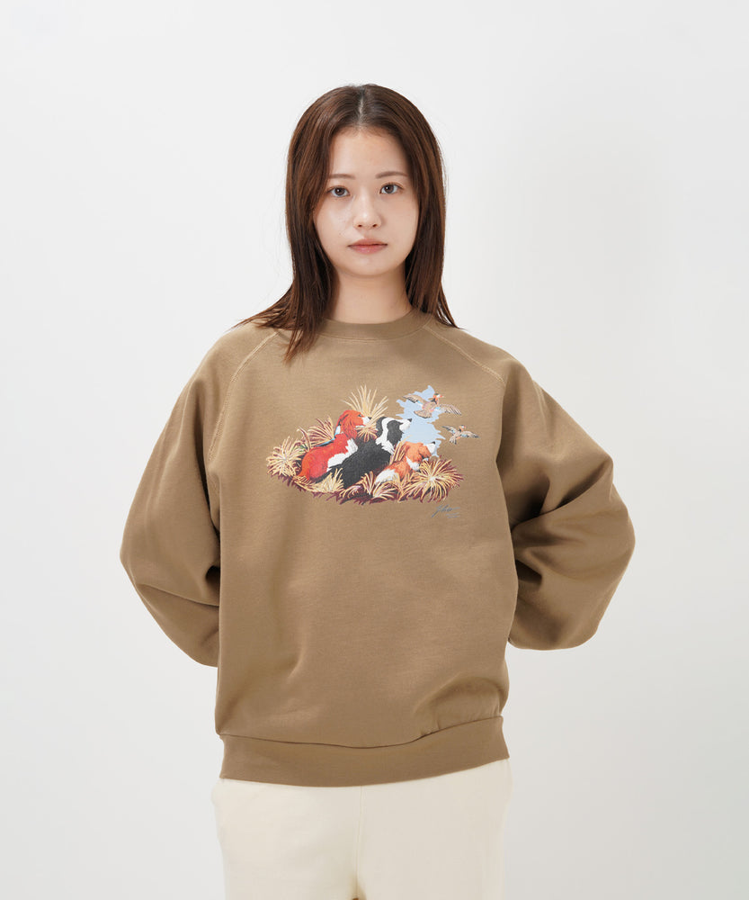 "CAT"＆"DOG" Hirochika Machida 裏起毛ラグランクルースウェット