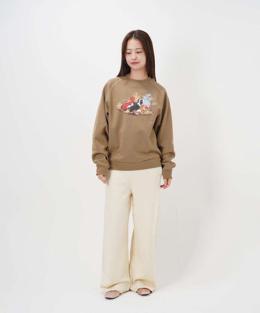 "CAT"＆"DOG" Hirochika Machida 裏起毛ラグランクルースウェット