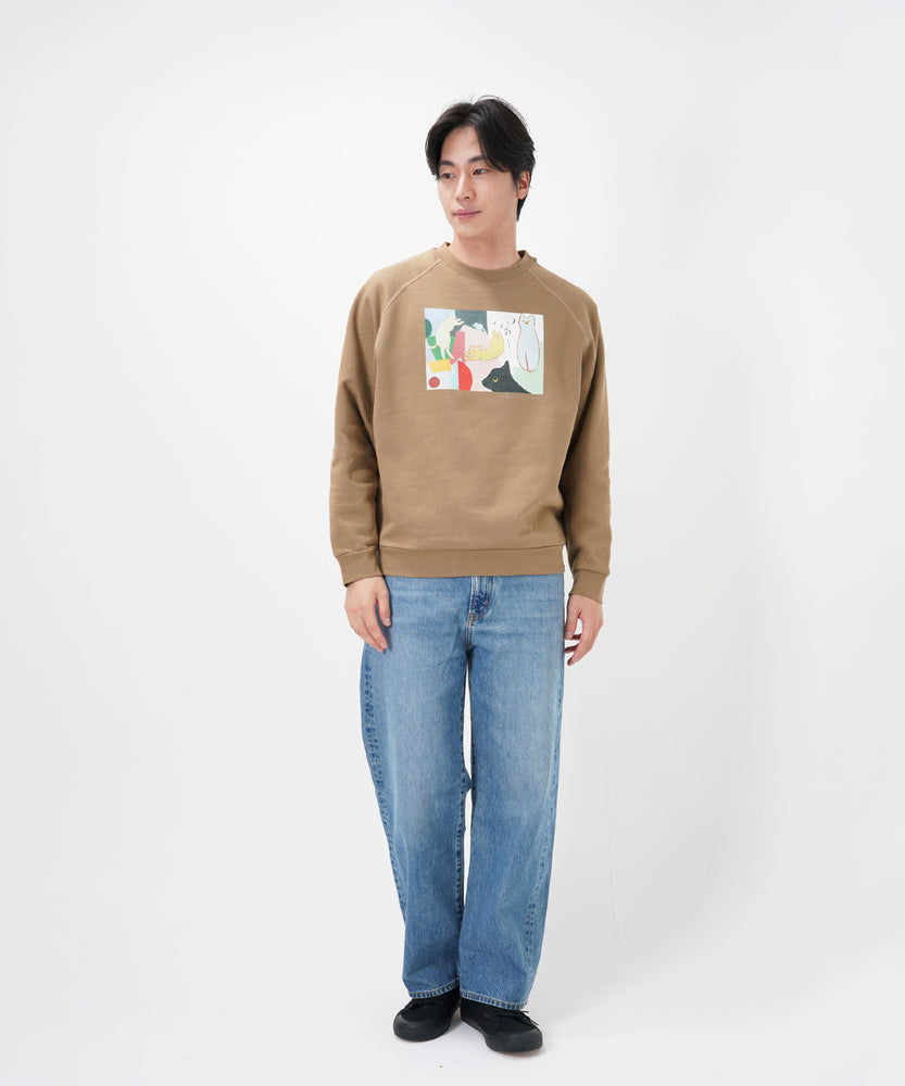 "CAT"＆"DOG" Kana Akiyama 裏起毛ラグランクルースウェット