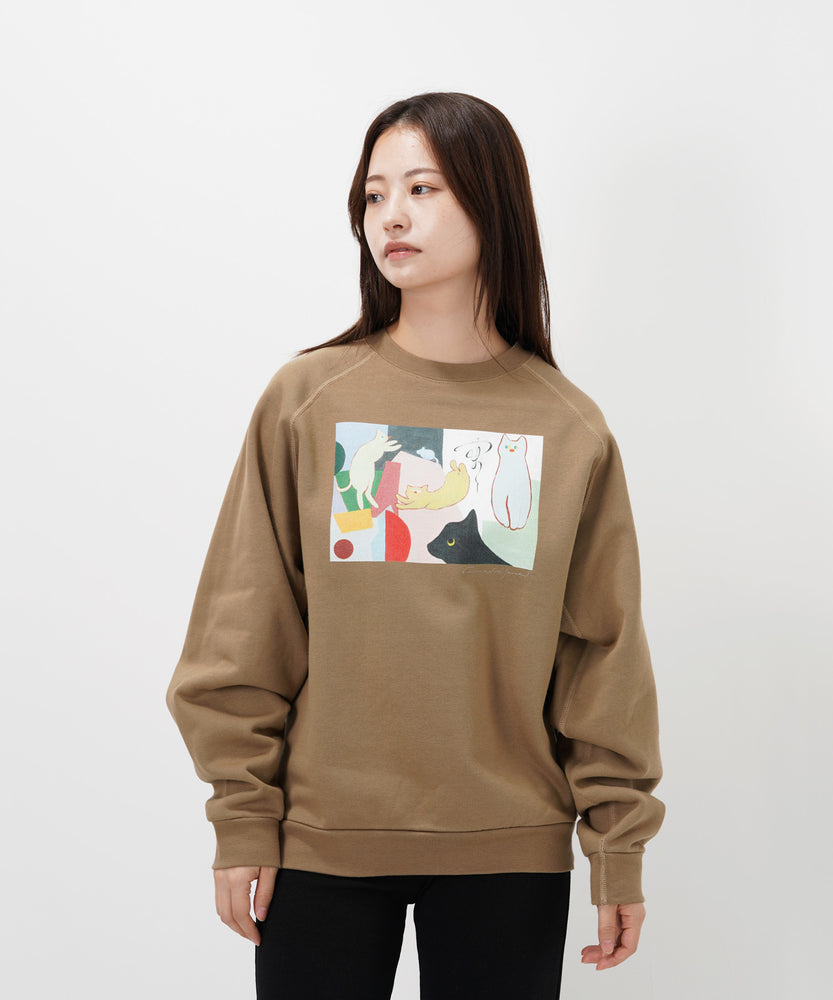 "CAT"＆"DOG" Kana Akiyama 裏起毛ラグランクルースウェット