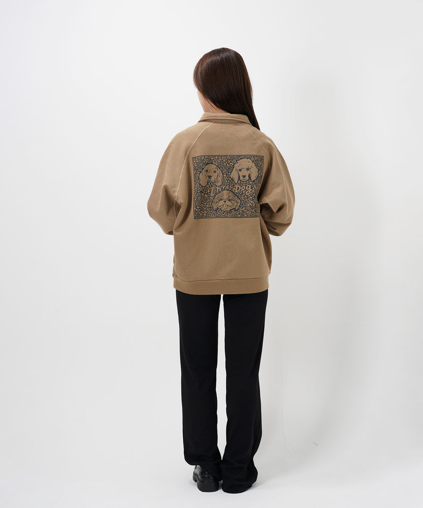 "CAT"＆"DOG" Tsuguya Ishii  裏起毛ラグランハーフジップスウェット