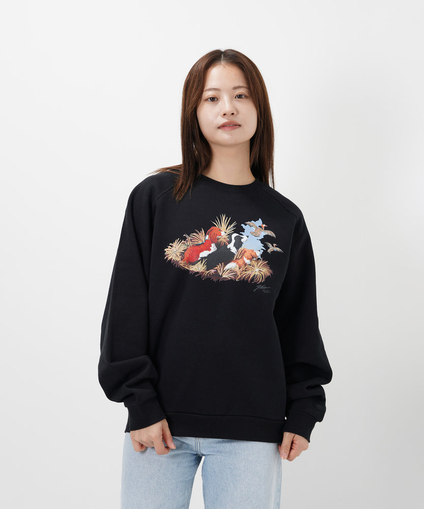 "CAT"＆"DOG" Hirochika Machida 裏起毛ラグランクルースウェット