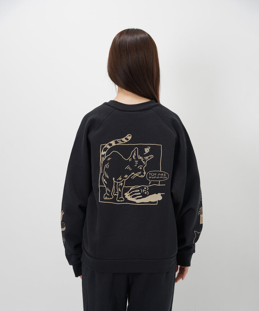 "CAT"＆"DOG" norahi 裏起毛ラグランクルースウェット