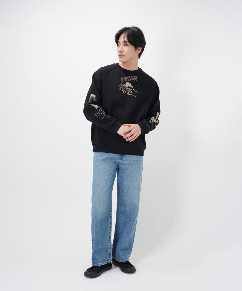 "CAT"＆"DOG" norahi 裏起毛ラグランクルースウェット