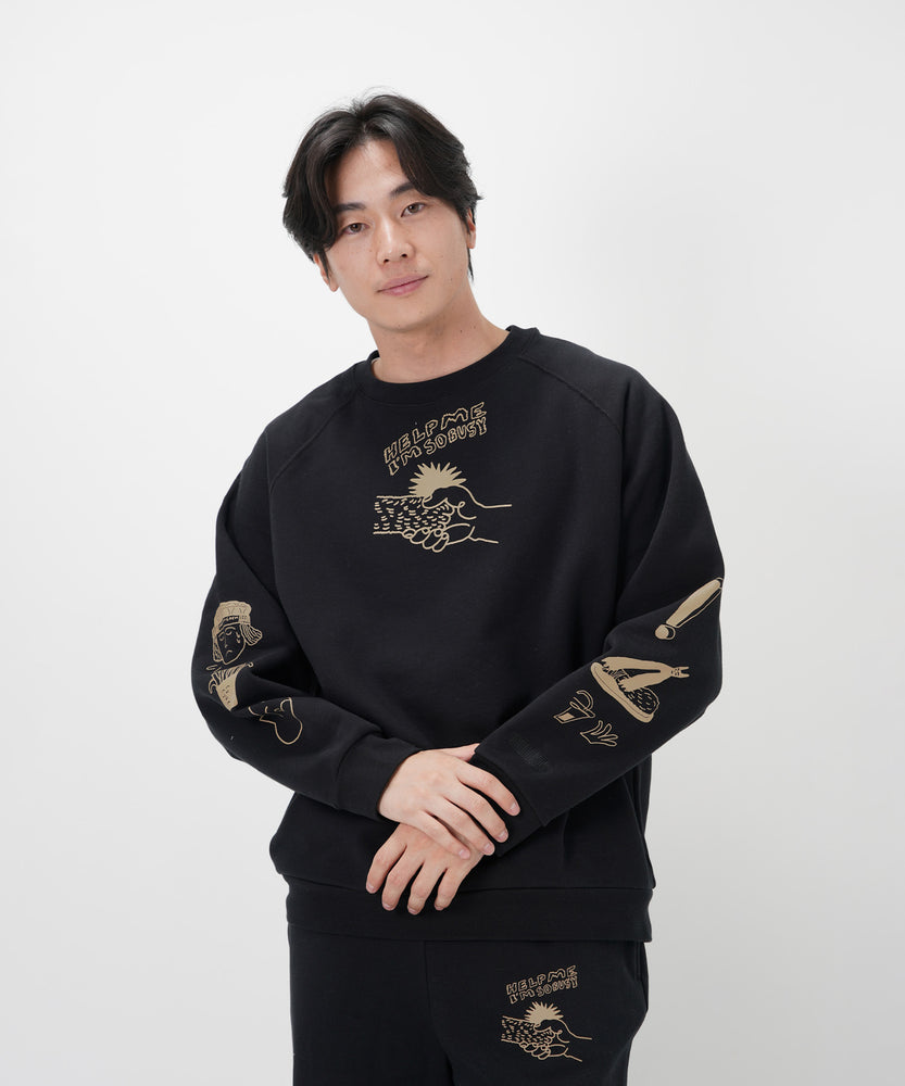 "CAT"＆"DOG" norahi 裏起毛ラグランクルースウェット