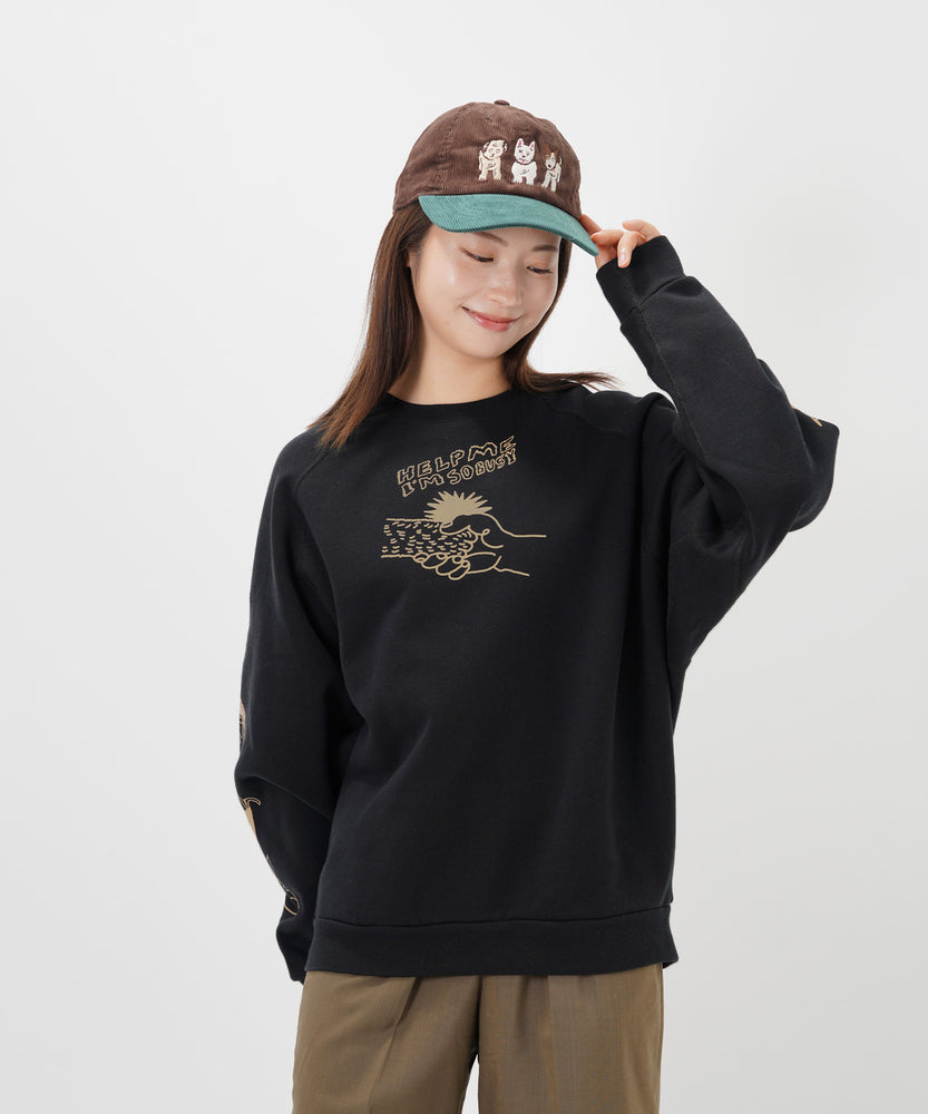 "CAT"＆"DOG" norahi 裏起毛ラグランクルースウェット