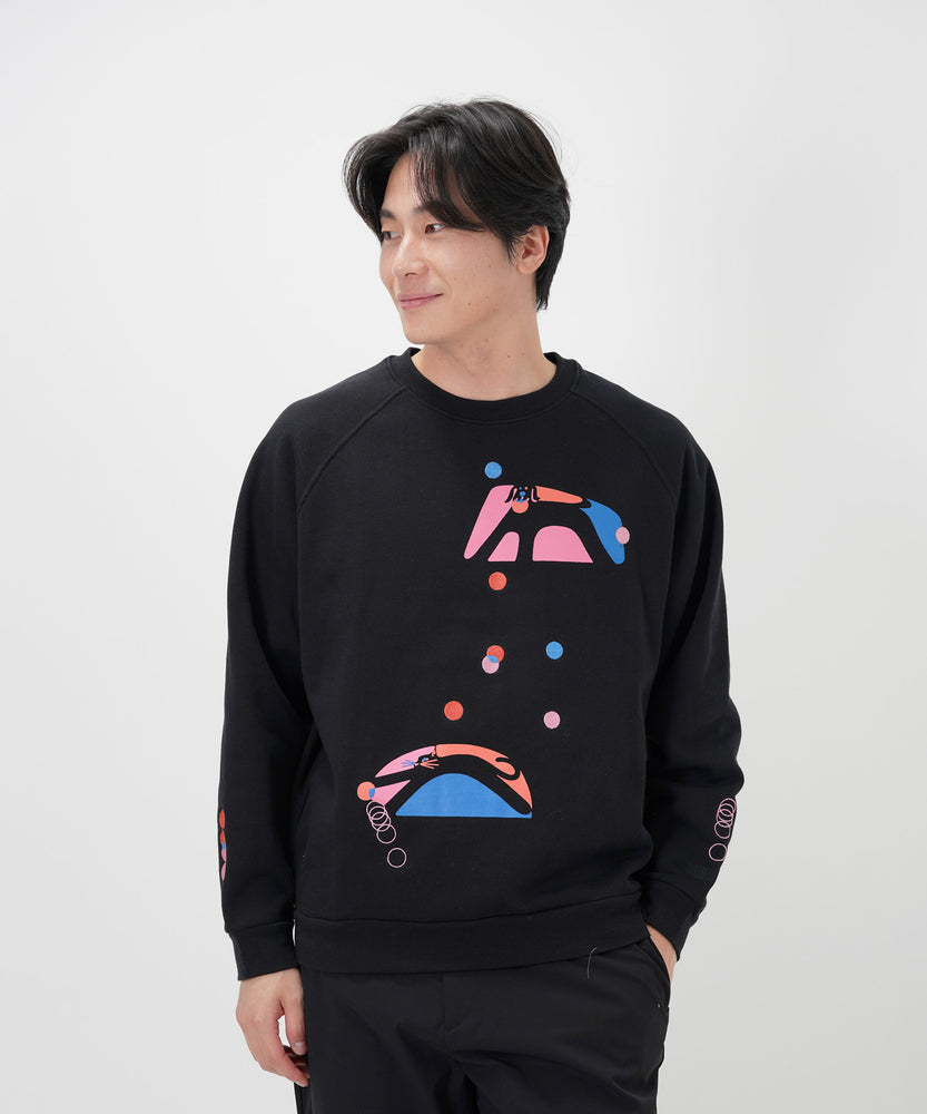 "CAT"＆"DOG" Hiroki Nishiyama 裏起毛ラグランクルースウェット