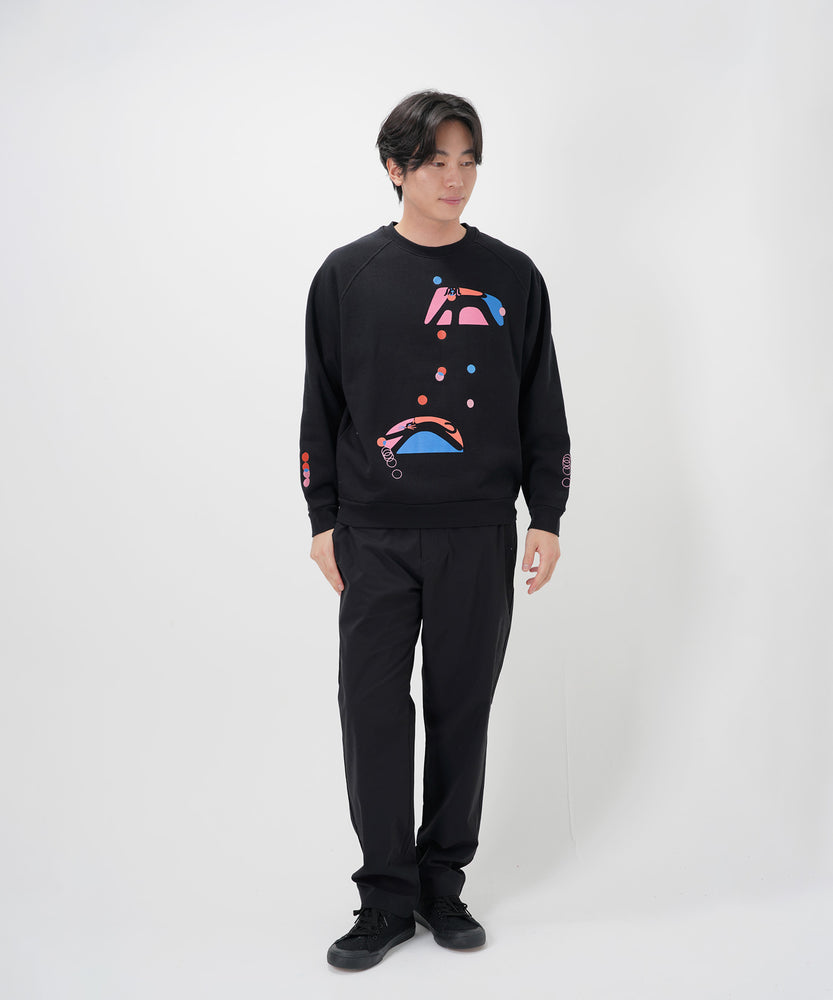 "CAT"＆"DOG" Hiroki Nishiyama 裏起毛ラグランクルースウェット