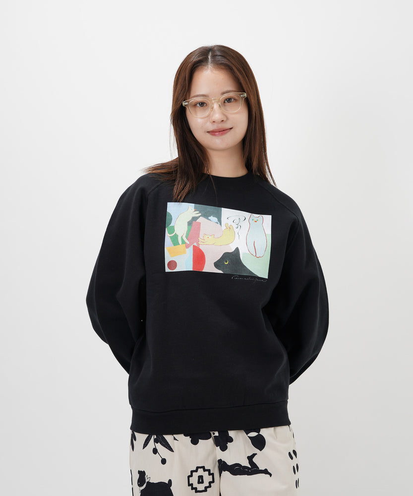 "CAT"＆"DOG" Kana Akiyama 裏起毛ラグランクルースウェット