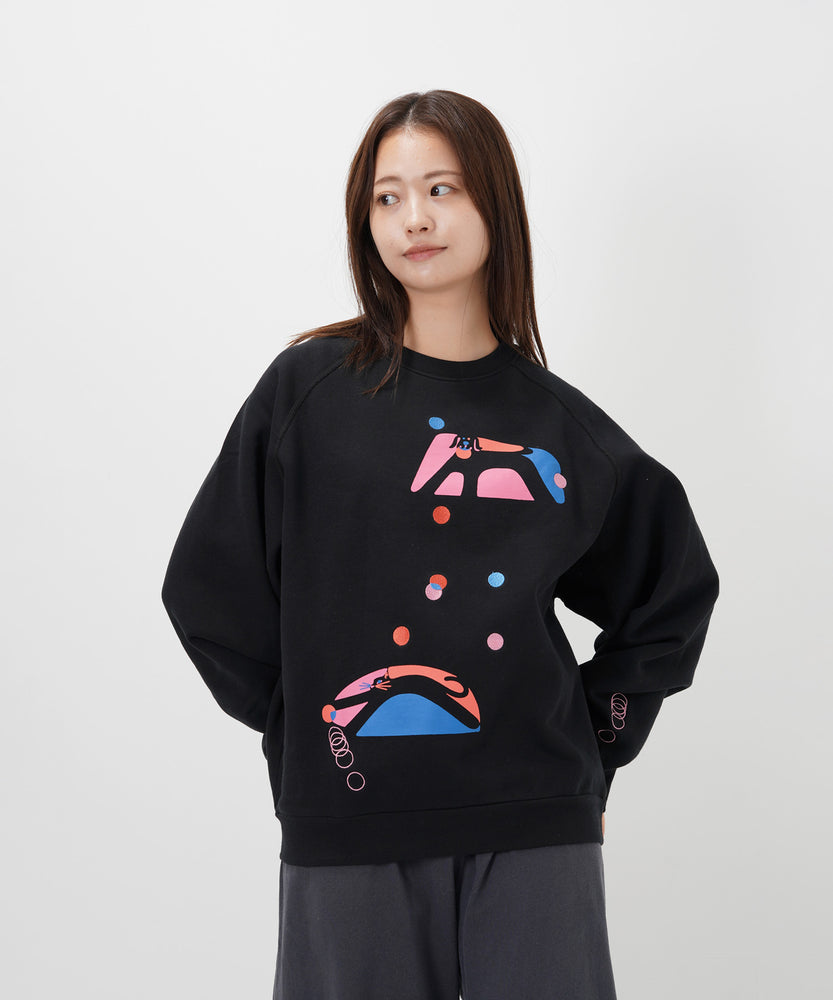 "CAT"＆"DOG" Hiroki Nishiyama 裏起毛ラグランクルースウェット