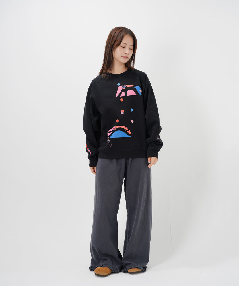 "CAT"＆"DOG" Hiroki Nishiyama 裏起毛ラグランクルースウェット