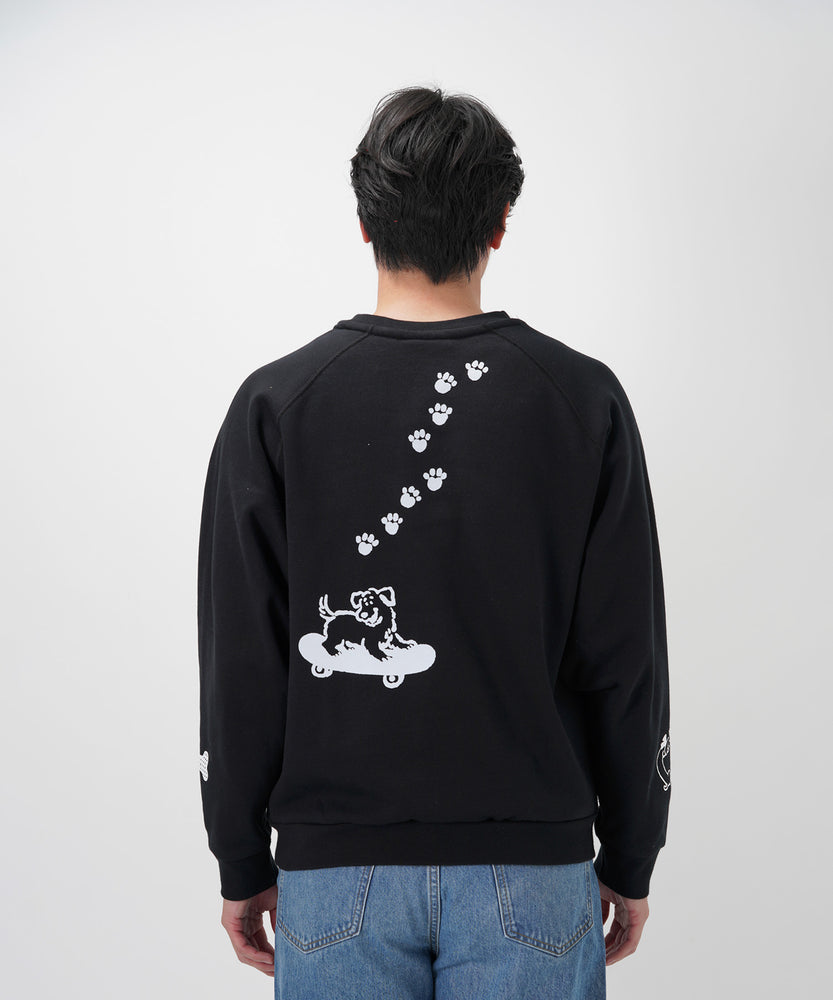 "CAT"＆"DOG" Midori Nakajima 裏起毛ラグランクルースウェット