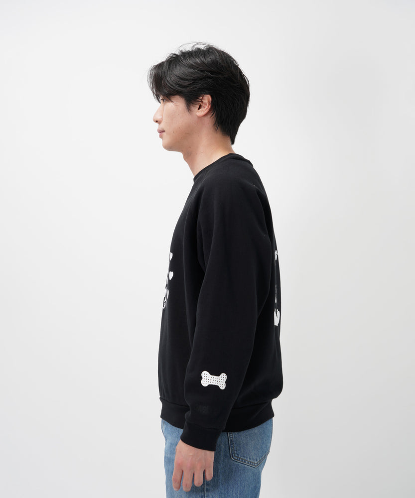 "CAT"＆"DOG" Midori Nakajima 裏起毛ラグランクルースウェット