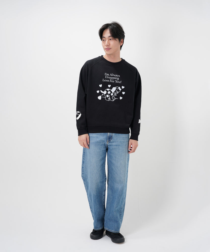 "CAT"＆"DOG" Midori Nakajima 裏起毛ラグランクルースウェット