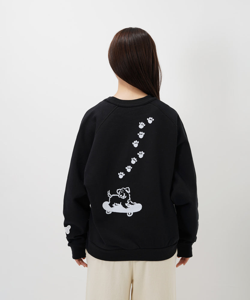 "CAT"＆"DOG" Midori Nakajima 裏起毛ラグランクルースウェット