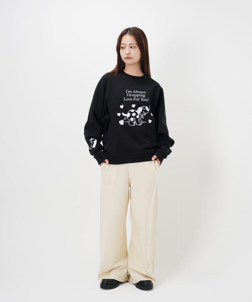 "CAT"＆"DOG" Midori Nakajima 裏起毛ラグランクルースウェット