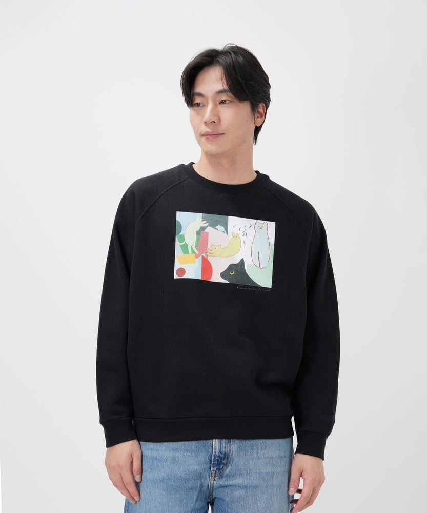 "CAT"＆"DOG" Kana Akiyama 裏起毛ラグランクルースウェット