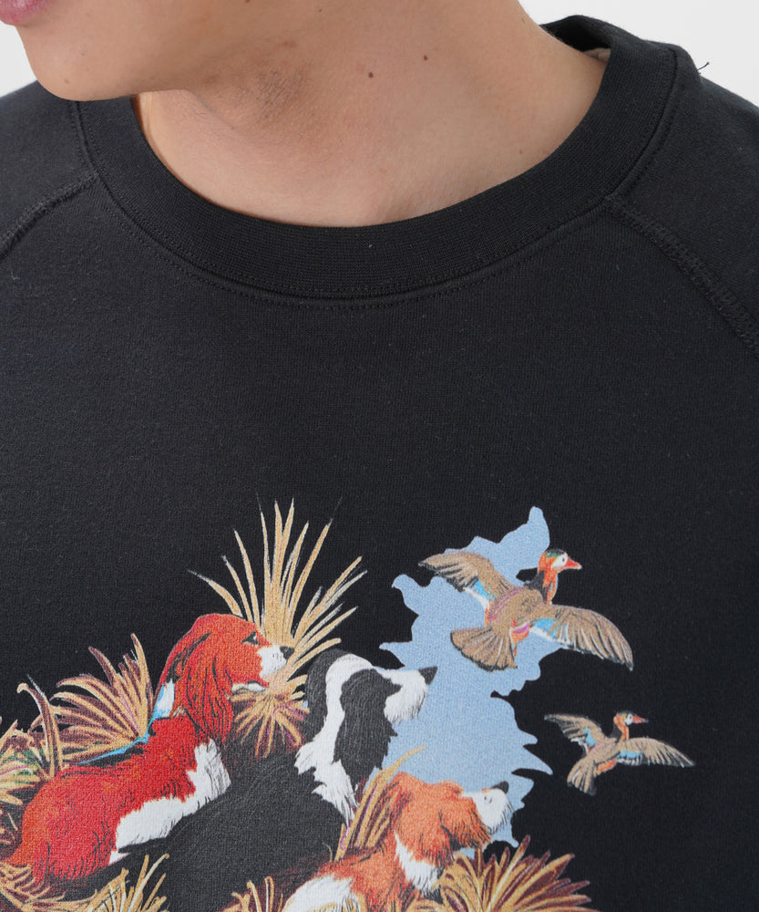 "CAT"＆"DOG" Hirochika Machida 裏起毛ラグランクルースウェット