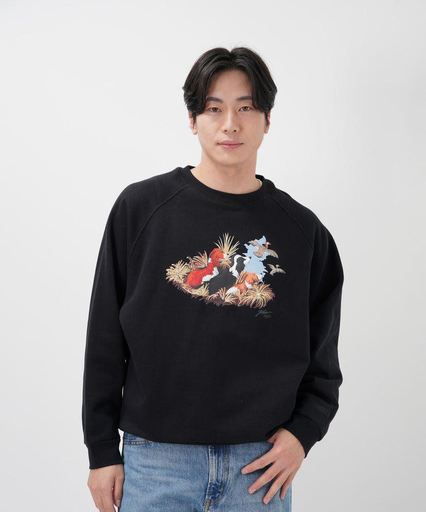 "CAT"＆"DOG" Hirochika Machida 裏起毛ラグランクルースウェット