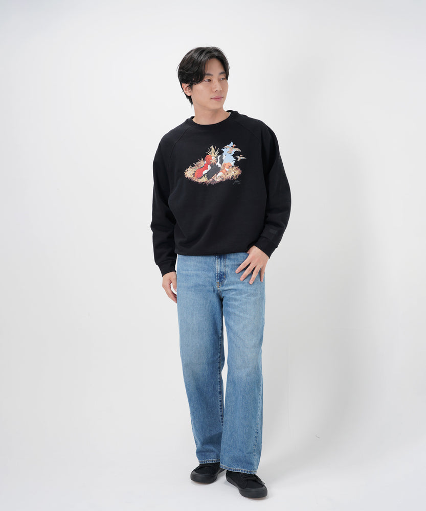 "CAT"＆"DOG" Hirochika Machida 裏起毛ラグランクルースウェット