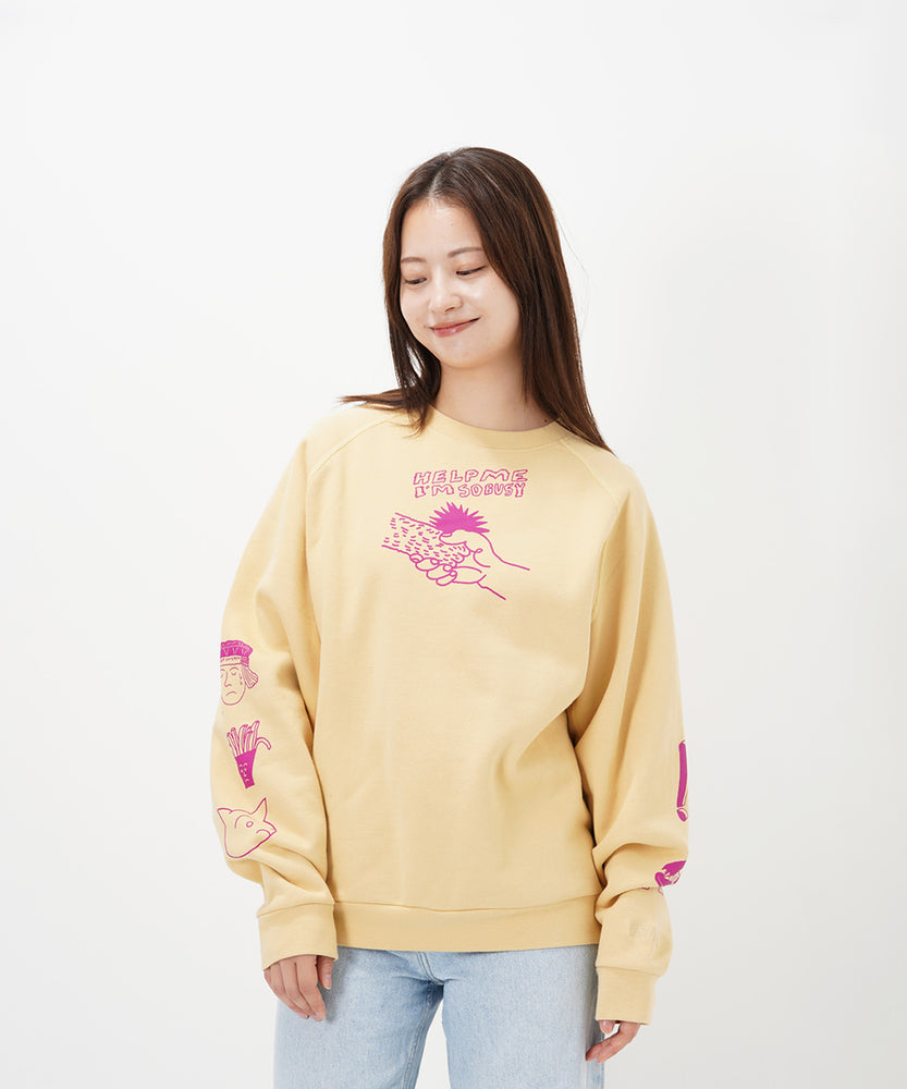 "CAT"＆"DOG" norahi 裏起毛ラグランクルースウェット