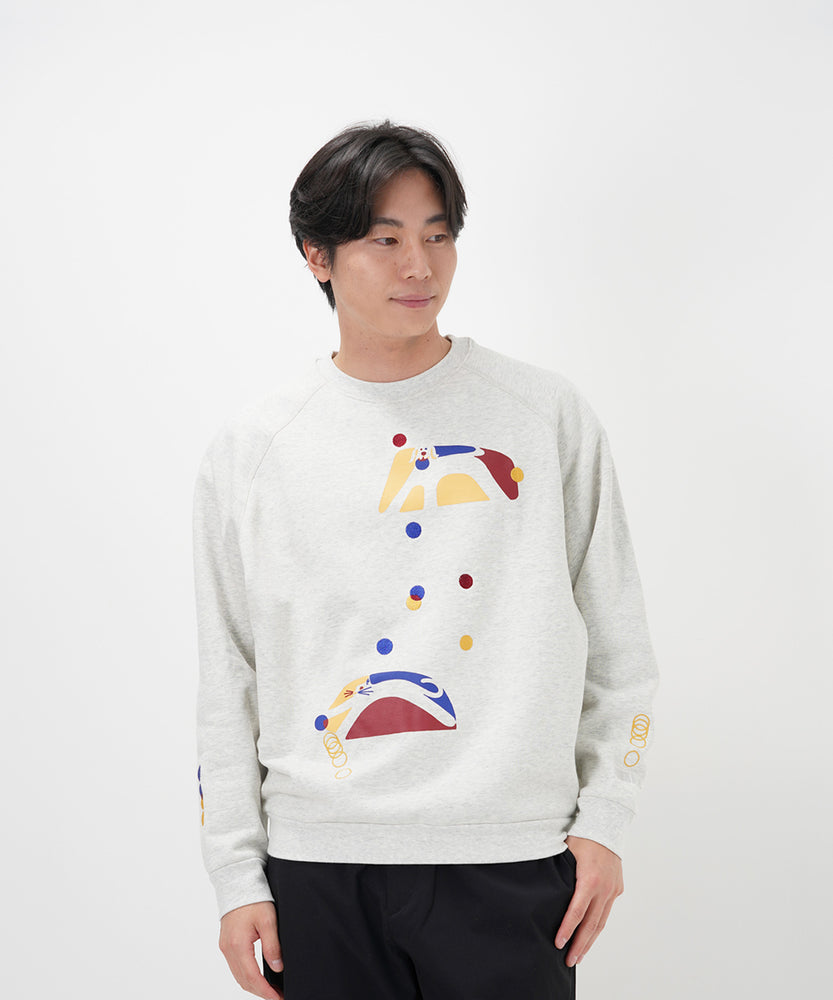 "CAT"＆"DOG" Hiroki Nishiyama 裏起毛ラグランクルースウェット