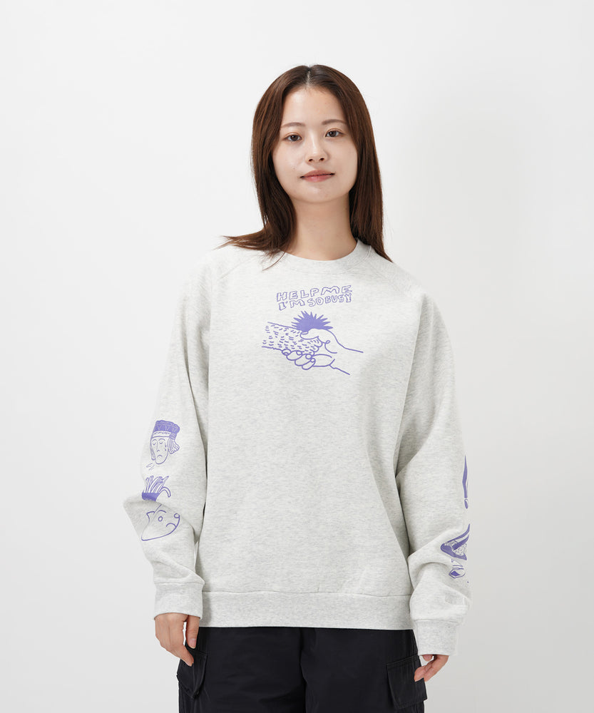 "CAT"＆"DOG" norahi 裏起毛ラグランクルースウェット