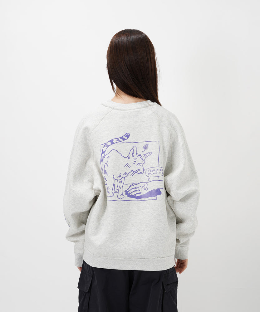 "CAT"＆"DOG" norahi 裏起毛ラグランクルースウェット