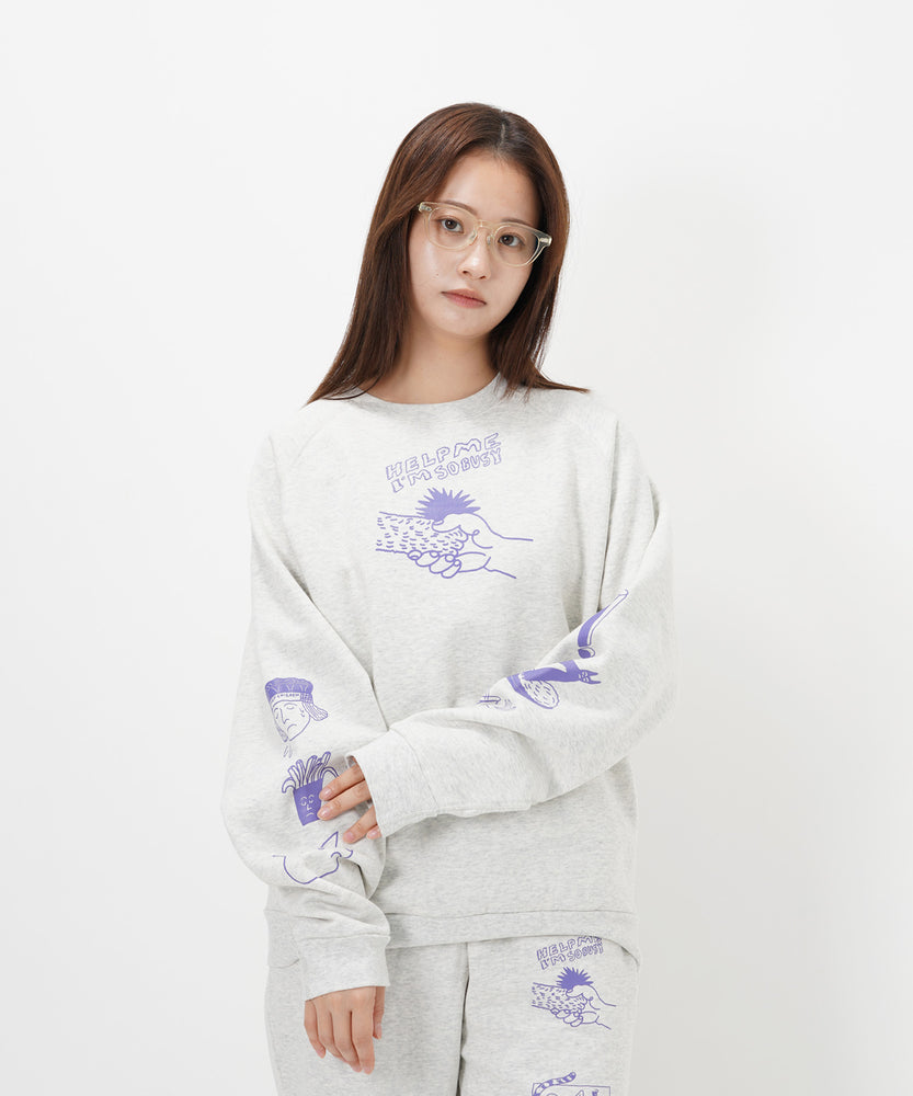 "CAT"＆"DOG" norahi 裏起毛ラグランクルースウェット