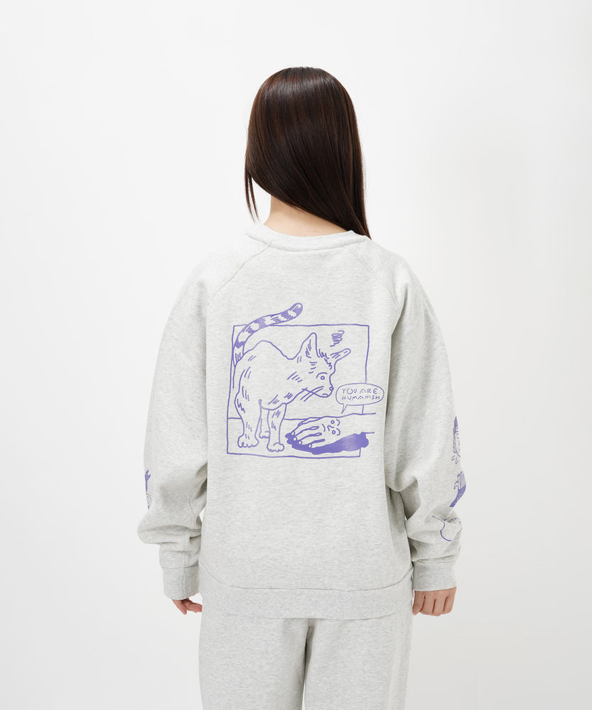 "CAT"＆"DOG" norahi 裏起毛ラグランクルースウェット